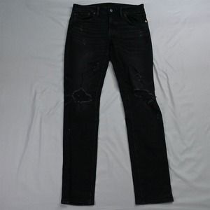 American Eagle 30 x 34‎ Slim Black Airflex+ Destroyed Denim Jeans